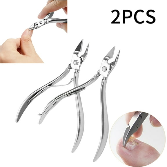 2-Pack Stainless Steel Ingrown Toenail Clippers Nail Clippers Toe Nail Clippers Dead Skin Remover Cuticle Nippers Trimming Cuticle, Maintain Healthy Nails and Toenails