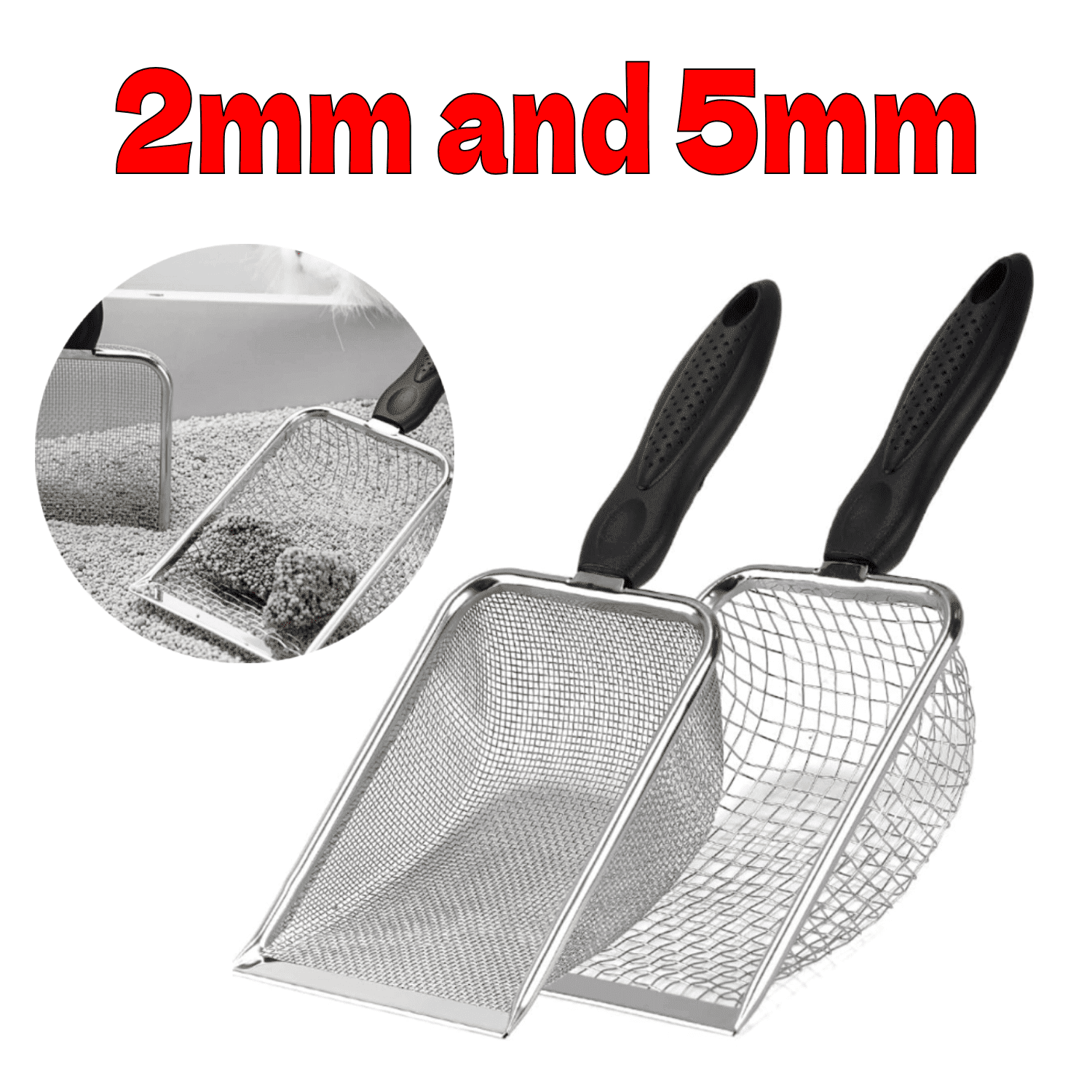 Metal Poop RaoLizhen 2-Pack Stainless Steel Litter Scoop, Dual-Mesh Sand Sifter ...