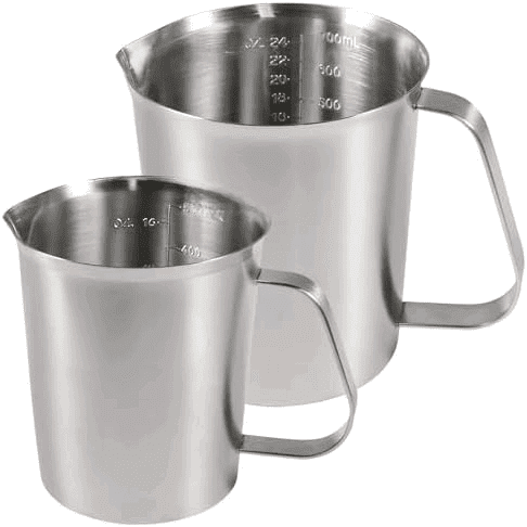 2 Pack Stainless Steel Measuring Cup, Metal Measuring Cup with Handle (Upgraded, 3 Marking Including Cup/ML/Ounce Scale), 16 Ounces (0.5 Liter, 2 Cup) & 24 Ounces (0.7 Liter, 3 Cup)
