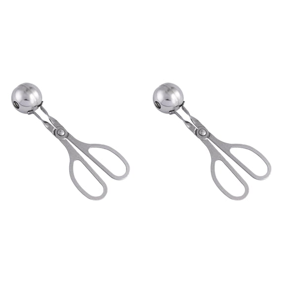 2-Pack Stainless Steel Meatball Maker with Easy-Release Trigger, Non-Stick Tool for Beef, Pork, Chicken, One-Handed Operation, Small, Silver, By VINOIC