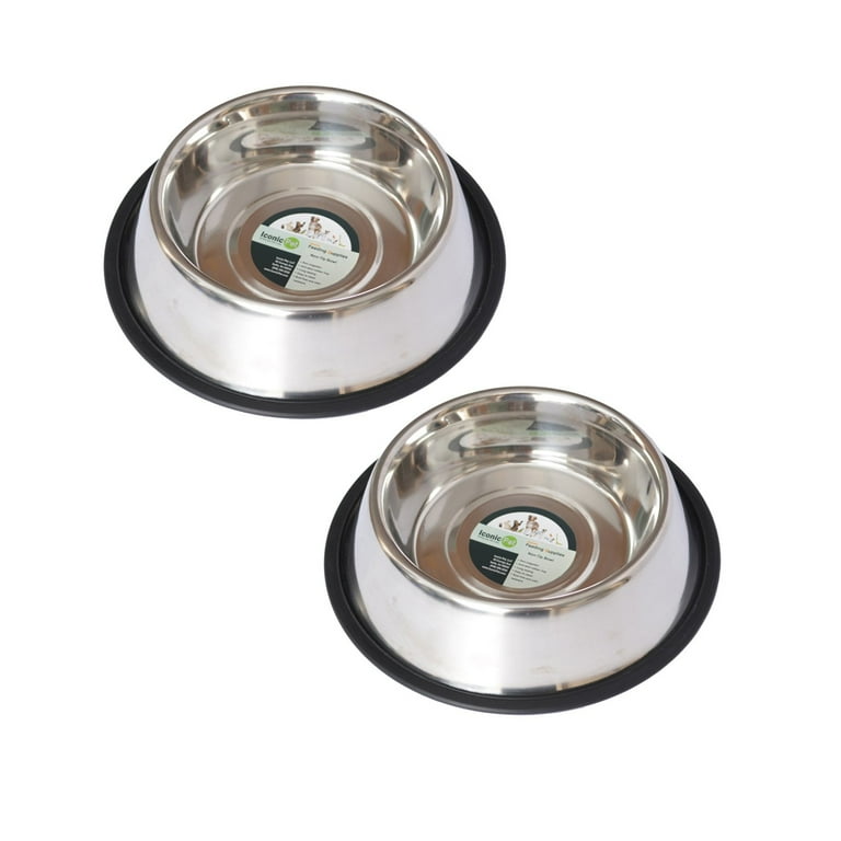 2 Pack Stainless Steel Non Skid Pet Bowl For Dog or Cat 24 Oz 3 Cup