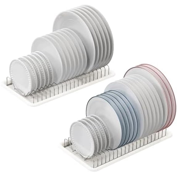 2 Pack Stainless Steel Plate Drying Rack with Drainboard, Chrome ...