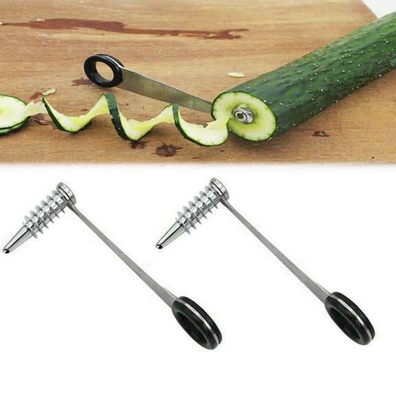 2 Pack Stainless Steel Potato Spiral Cutter, Ultra Sharp Spiral Cutter for Potatoes, Cucumbers, Carrots Dishwasher Safe, Ergonomic Kitchen Gadget
