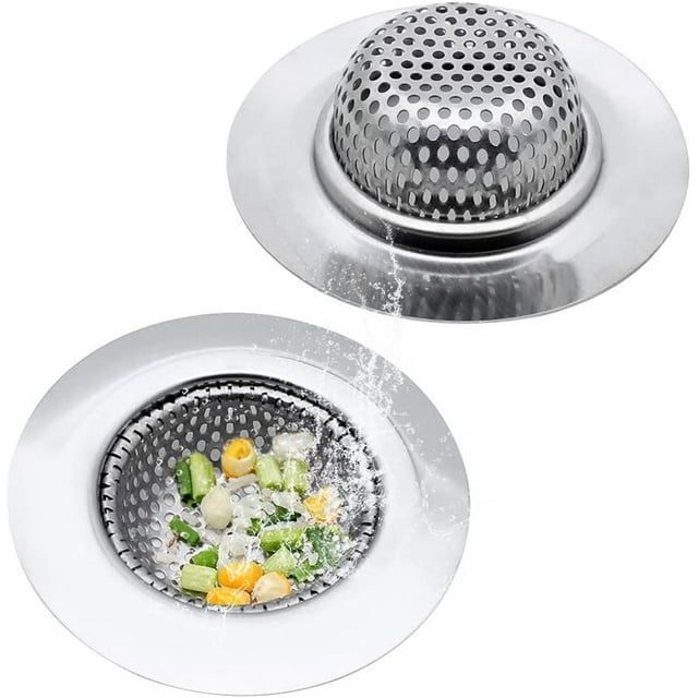 2 Pack of Stainless Steel Sink Drain Strainer Baskets 3.54 Inch Diameter.Casewin Kitchen Stopper. For Dishes, Garbage Disposal, Large Wide Rim Prevents Clogged Drains Catcher