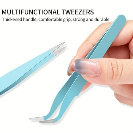 2-Pack Stainless Steel Slant Tip Tweezers, Precision Hair Removal Tools for Eyebrows, Eyelash Extensions, Splinter Removal, Crafts & First Aid Kits