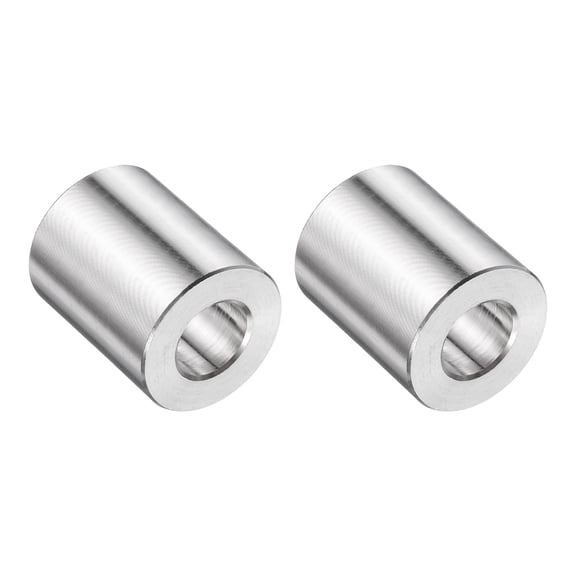 2 Pack Stainless Steel Spacer 1/2" Bore x 1" OD x 1-1/4" Length Screw Bushing Plain Finish Round Metal Spacer for M12 Screws Bolts and Rods