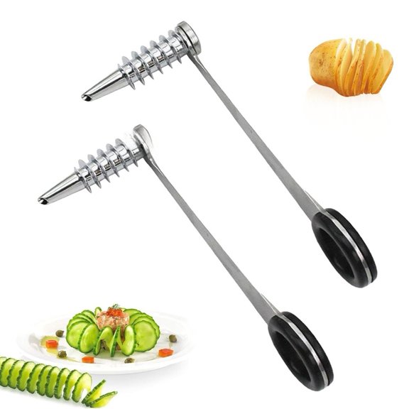 2 Pack Stainless Steel Spiral Slicer Vegetable Cutter Manual Heat Resistant