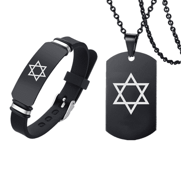 Men's Stainless Steel Star Of David Necklace – CZ Jewish Pendant 3-6mm Chain – 18-36 Inch