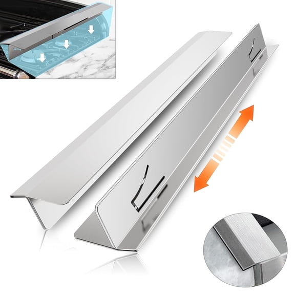 2 Pack Stainless Steel Stove Gap Covers, Stove Gap Filler for Kitchen for Kitchen, Adjustable Length 13.8" to 27.5" (T Shape, Sliver)
