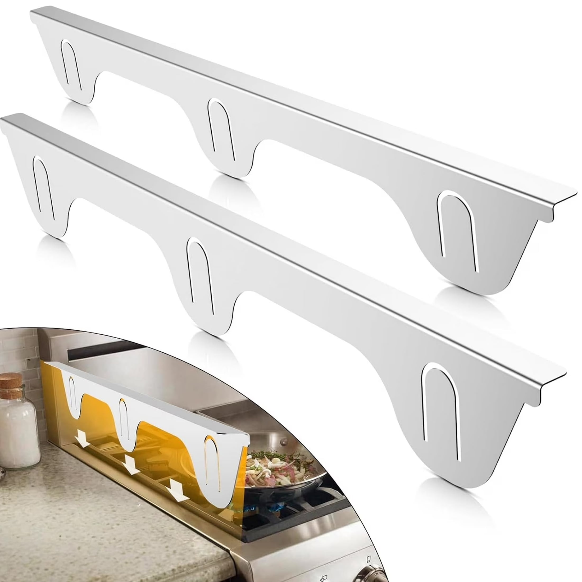 2 Pack Stainless Steel Stove Gap Covers, Stove Gap Filler for Kitchen for Kitchen, (Silver, 23.4"L, 0.74" W)