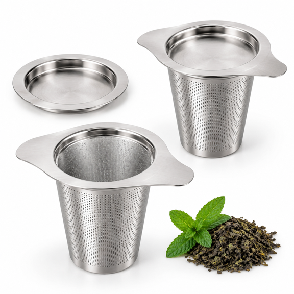 2-Pack Stainless Steel Tea and Coffee Strainer Infusers with Double Handles