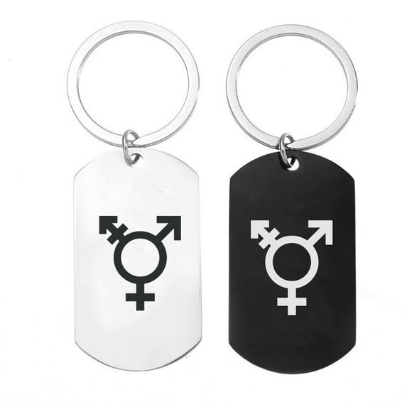 2 Pack Stainless Steel Transgender Pride Keychains Trans Symbol Keyring Pendant Lgbt Trans Gift