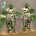 thumbnail image 1 of 2 Pack  Stand Indoor with Grow Light - 59" Indoor  Shelf, 9 Tiered Tall  Stands for Indoor  Multiple, Metal Corner  Flower Holder Stand(Patent Design), 1 of 7