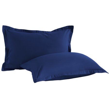 2 Pack Standard Brushed Microfiber Pillow Shams with 2" Flange, Super Soft and Cozy, Wrinkle, Fade, Stain Resistant Sham, Navy Blue, 20x26 inches