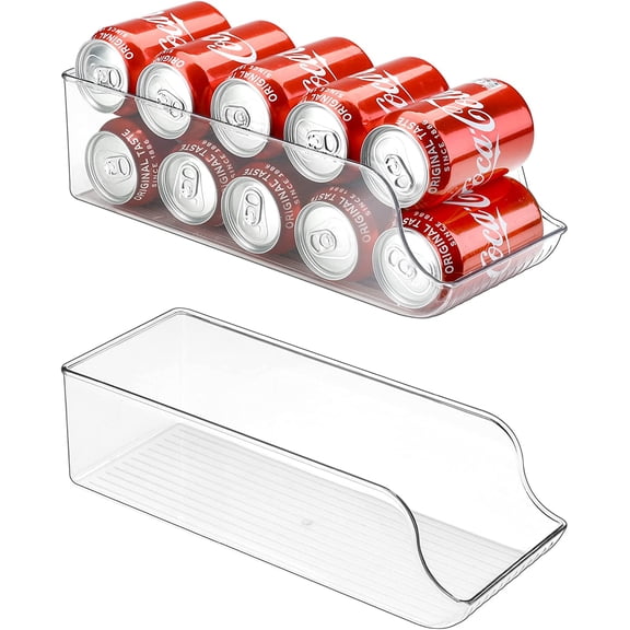 2 Pack Standard Can Drink Dispenser Organizer for Refrigerator Plastic Soda Pop Holder Container Storage Bin for Fridge Freezer Pantry Kitchen