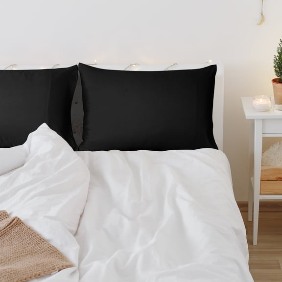 PiccoCasa 2 Pack Microfiber Pillowcases 20"x26" Envelope Closure Pillow Covers, Black