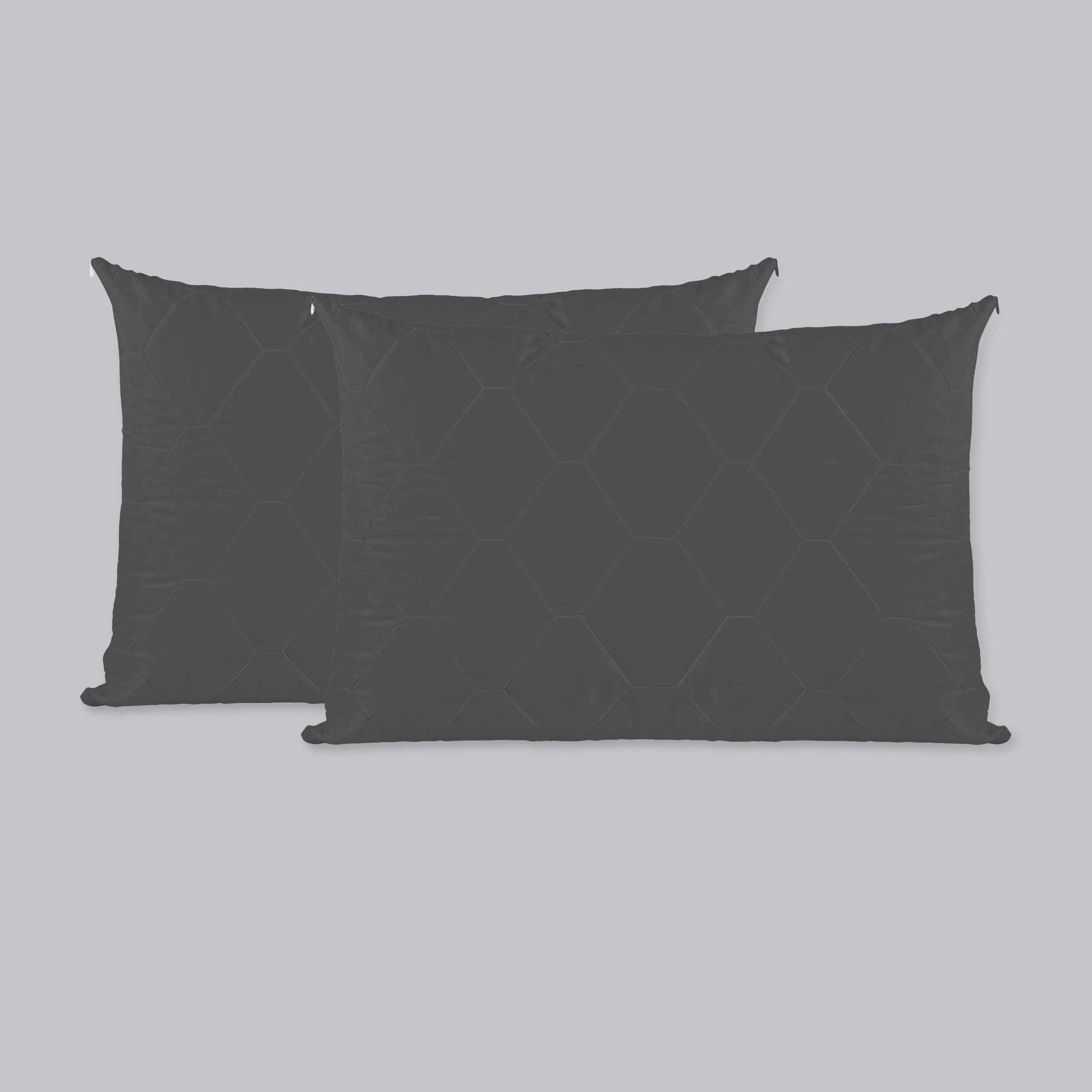 2 Pack Standard Size Gray Zippered Pillow Protector, Waterproof Soft