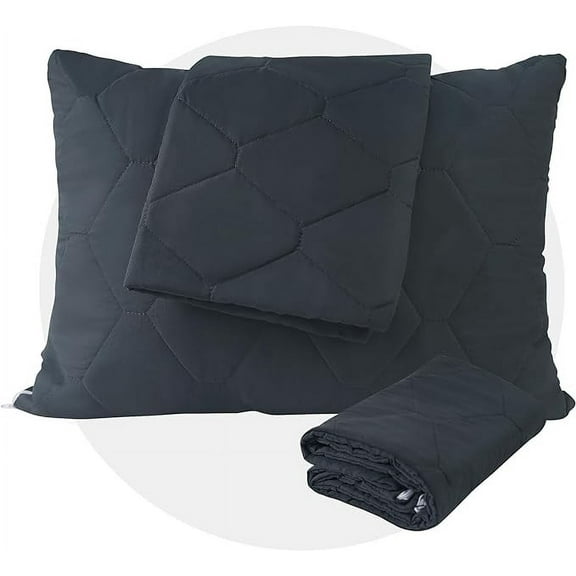 2 Pack Standard Size Gray Zippered Pillow Protector, Waterproof Soft Breathable Pillow Cover, Cotton Filling, Fully Encased, Durable Zipper Pillow Encasement