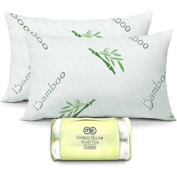 2 Pack Standard Size Rayon from Bamboo Pillow with Shredded Memory Foam 20 x 26 Inches