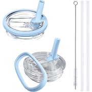 2 Pack Stanley 40 oz Flip Straw Lid, with Leak Proof Lid, Stanley Cup Accessories, Stanley Lids Replacement for Stanley Quencher H2.0 40 oz Tumbler Only, BPA Free Light Blue