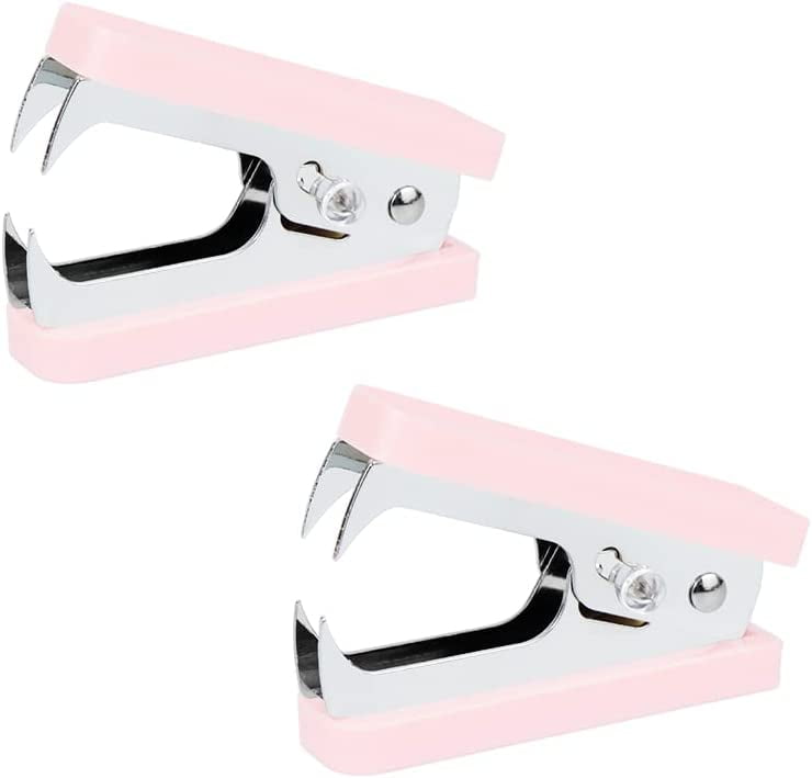 2 Pack Staple Remover Pink Staples Puller Tool Metal Jaws Desk Stapler