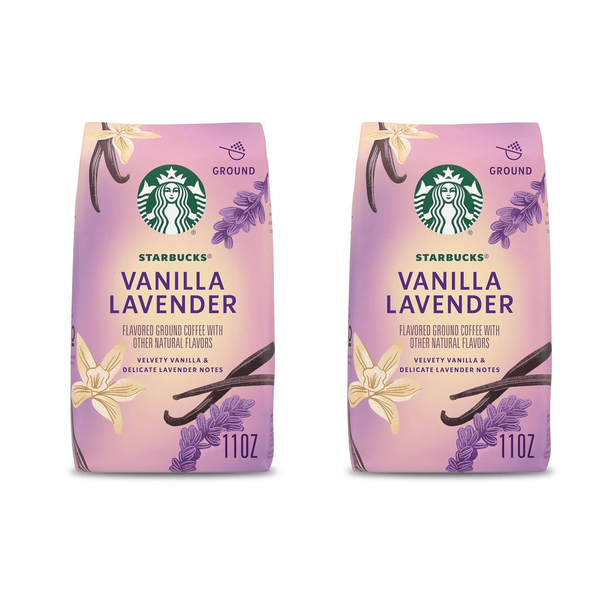 (2 Pack) Starbucks Vanilla Lavender, Ground Coffee, Dark Roast, 11 oz Limited Edition