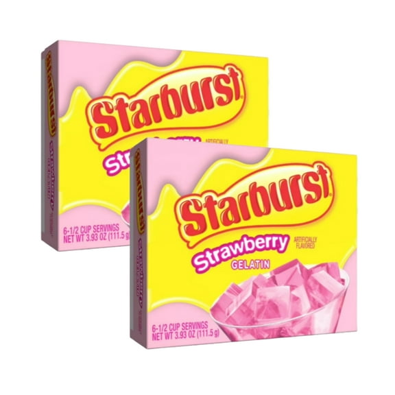 (2 Pack) Starburst All Pink Strawberry Gelatin Mix, 6 Servings, 3.93 oz Cardboard Box
