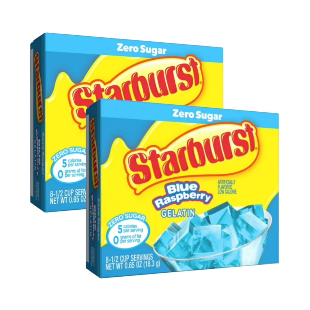 (2 Pack) Starburst Sugar-Free Blue Raspberry Gelatin Mix, 8 Servings, 0 ...
