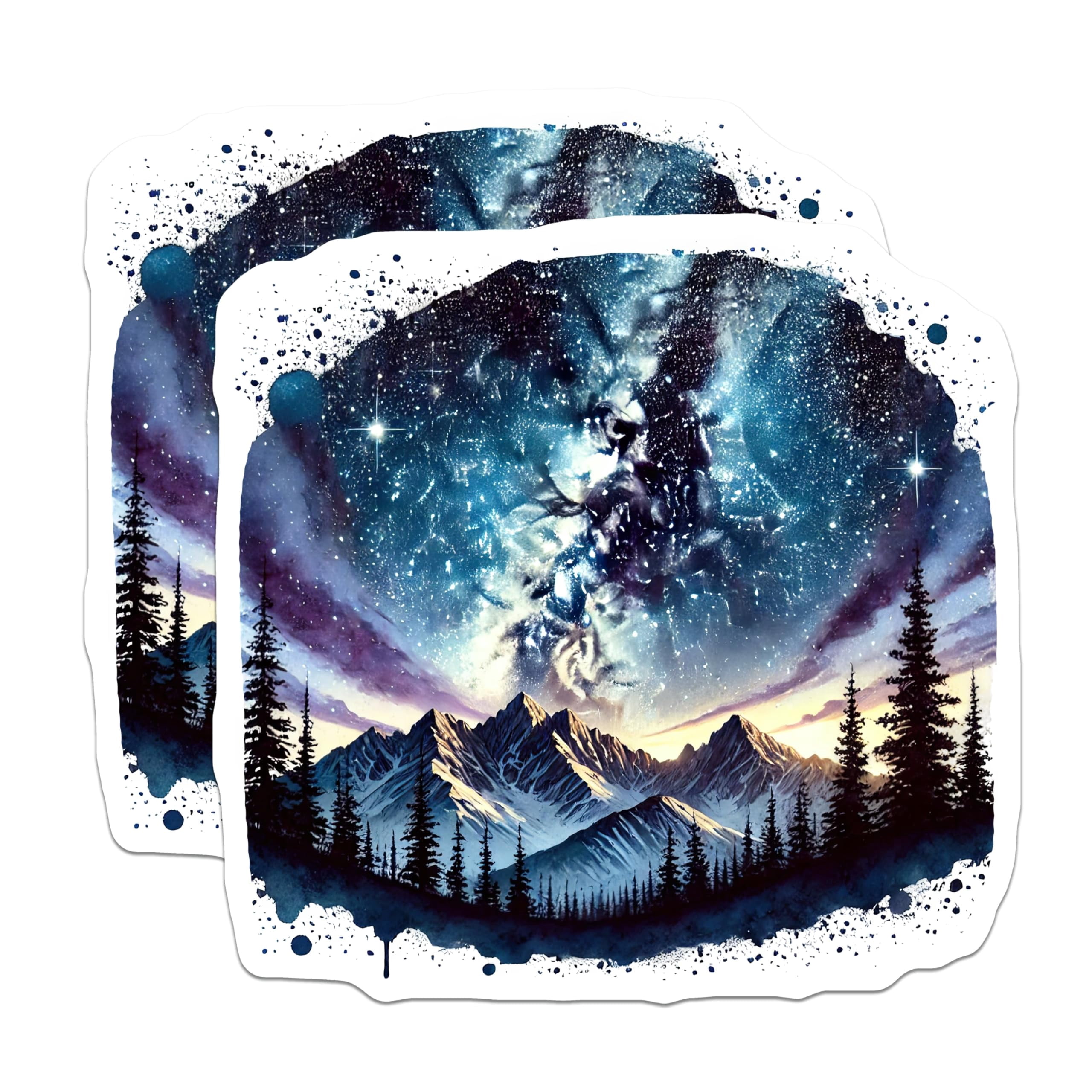 (2 Pack) Starry Night Sky Magnets - Mountain Range Scene - Galaxy View ...