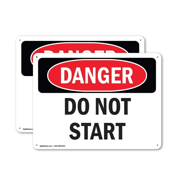(2 Pack) Do Not Start OSHA Danger Sign 18 Inch X 12 Inch Plastic Sign, Weather Resistant, UV Protected for Workplace, Business, and Construction Site, Made in the USA