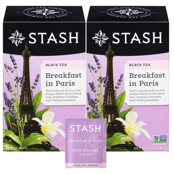 (2-Pack) Stash Tea Breakfast in Paris Black Tea Bags, 18 Tea Bags per Pack