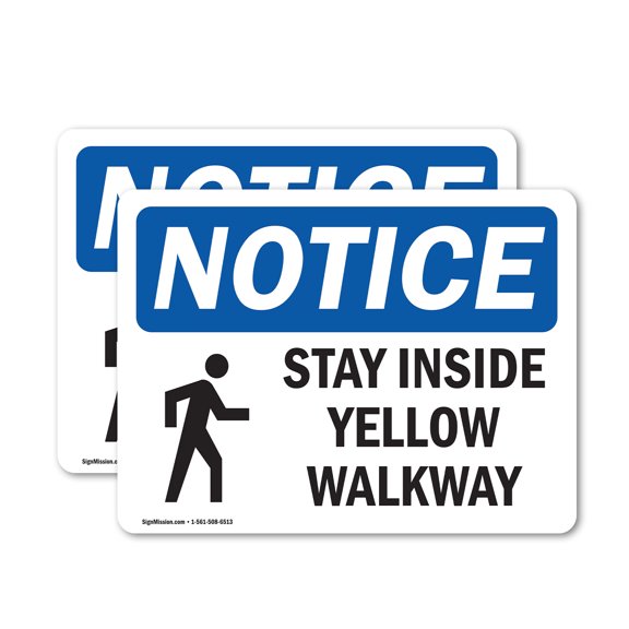 (2 Pack) Stay Inside Yellow Walkway Sign