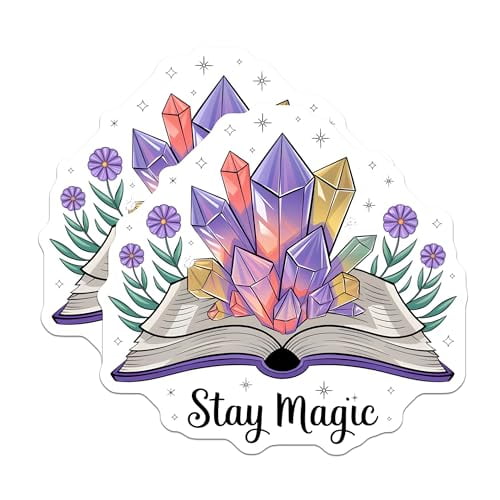 (2 Pack) Stay Magic Magnets - Inspirational Quote - Crystal Cluster - Motivational Fridge Decor - 5" On Longest Side - for Cars, Fridges, Toolboxes - Made in USA - MAG6474