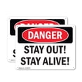 thumbnail image 1 of (2 Pack) Stay Out! Stay Alive! OSHA Danger Sign 14 Inch X 10 Inch Plastic Sign, Weather Resistant, UV Protected for Workplace, Business, and Construction Site, Made in the USA, 1 of 8