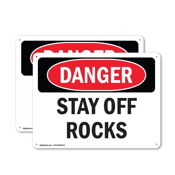 Rust Rock Sign (2 Pack) Stay Off Rocks OSHA Danger Sign 14 Inch X 10 Inch Indoor ...
