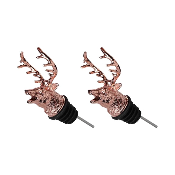 2 Pack Steel Deer Head Liquor Pourer with Leak Stopper for Wine Bottles Kitchen Use