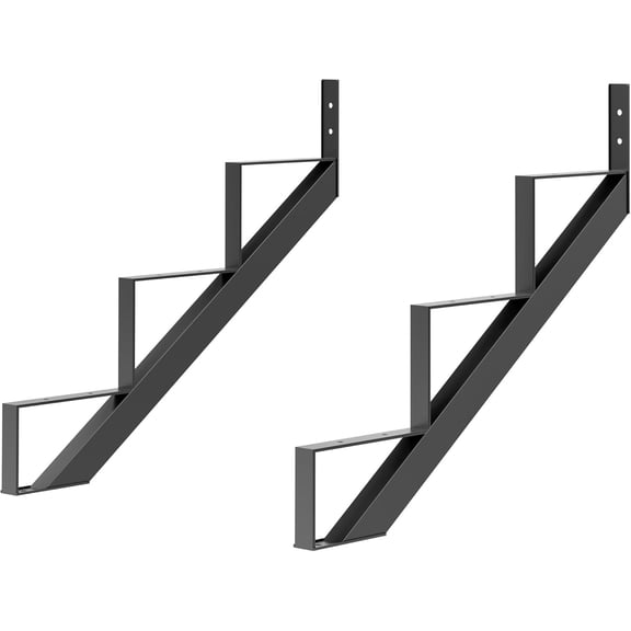 2 Pack Steel Stair Riser,Step Stair Stringer,Metal Stair Step Riser for Outdoor Steps and Outdoor Stairs (2, 3 Step)