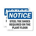 thumbnail image 1 of (2 Pack) Steel Toe Shoes Required On The Plant Floor OSHA Notice Sign 18 Inch X 12 Inch Plastic Sign, Weather Resistant, UV Protected for Workplace, Business, and Construction Site,, 1 of 8