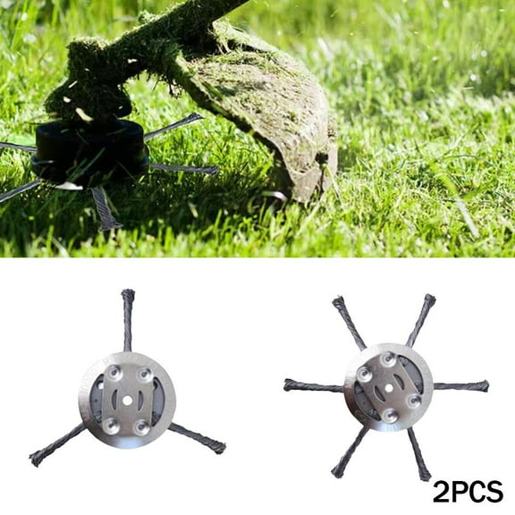 2-Pack Steel Wire Trimmer Head, 3-Blade and 6-Blade 6-Inch Indestructible Weed Brush for Small Lithium Mower, Heavy Duty Twist Wire Replacement for Rust, Moss & Sidewalk Weeds