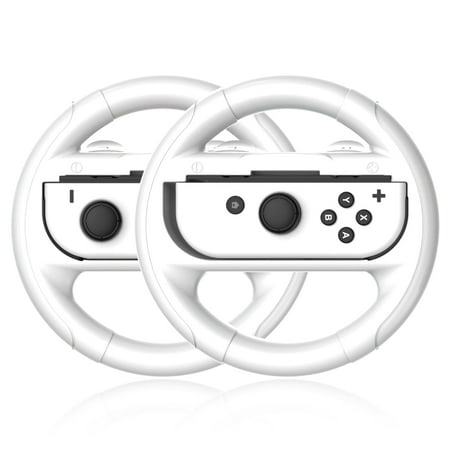 2 Pack Game Steering Wheel Compatible with Nintendo Switch Joycons Controllers-White