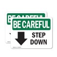 thumbnail image 1 of (2 Pack) Step Down [Down Arrow] With Symbol OSHA Be Careful Sign, 1 of 7