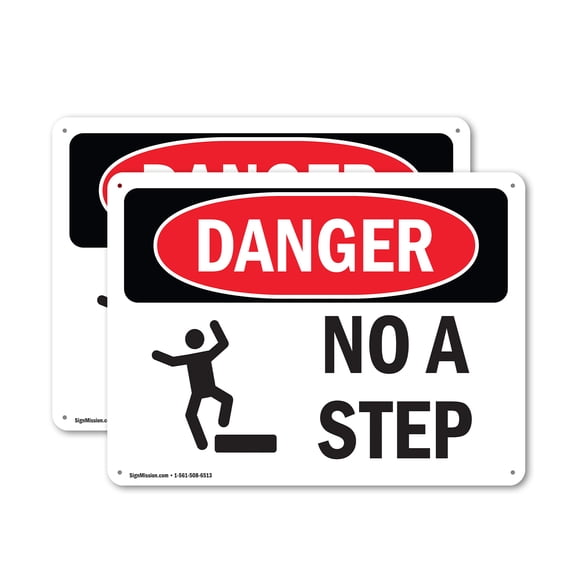 (2 Pack) Not A Step OSHA Danger Sign 24 Inch X 18 Inch Plastic Sign ...