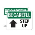 thumbnail image 1 of (2 Pack) Step Up [Up Arrow] With Symbol OSHA Be Careful Sign 5 Inch X 3.5 Inch Vinyl Label Decal Sticker Weather Resistant, UV Protected for Workplace, Business, and Construction Site,, 1 of 7