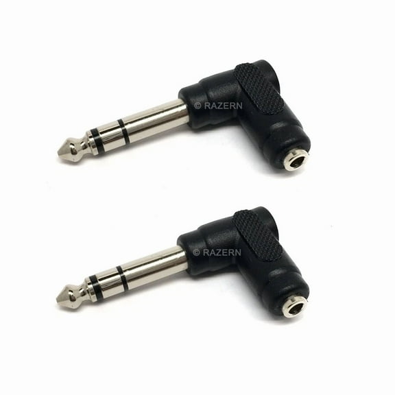 2-Pack Stereo 1/4" Male Plug To 3.5Mm 1/8" Female Jack Angle Elbow Cable Adapter