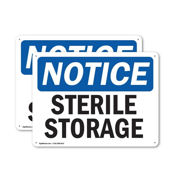 (2 Pack) Sterile Storage OSHA Notice Sign 18 Inch X 12 Inch Plastic Sign, Weather Resistant, UV Protected for Workplace, Business, and Construction Site, Made in the USA