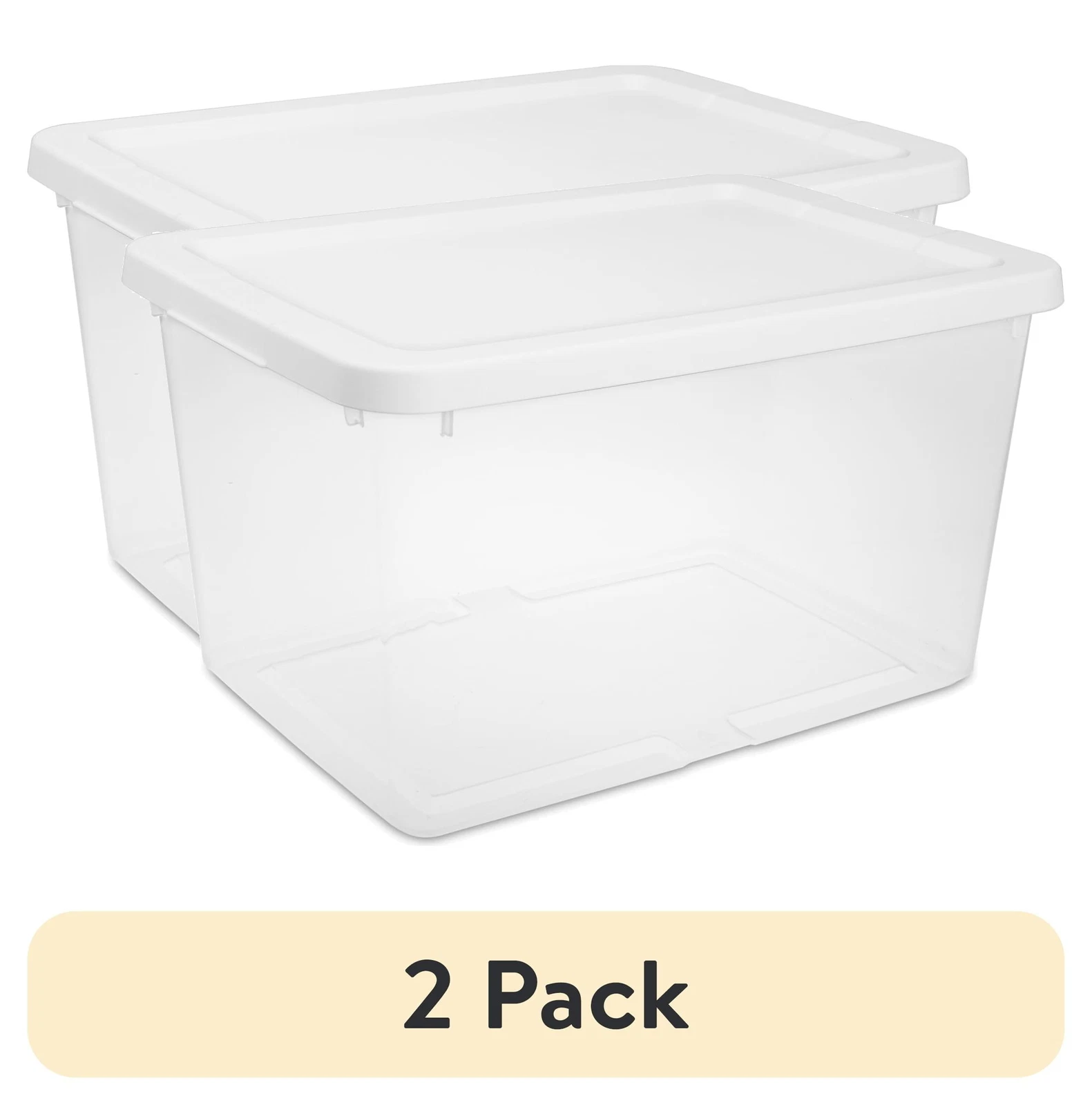 (2 Pack) Sterilite Storage Bin, 20 Qt Clear Plastic Container With Snap-On Lid
