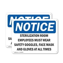 (2 Pack) Sterilization Room Employees Must Wear Safety OSHA Notice Sign 10 Inch X 7 Inch Plastic Sign, Weather Resistant, UV Protected for Workplace, Business, and Construction Site,