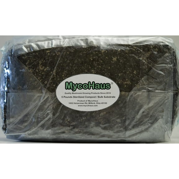 2 Pack Sterilized Mushroom Compost 5 Pounds Bags Bulk Substrate