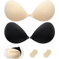 thumbnail image 1 of 2 Pack Stick On Push Up Bra for Women - Breathable & Reusable Sticky Invisible Adhesive Bra, Strapless & Backless Bra with for Everyday Wearing with 2 Pack Nipple Covers, 1 of 7