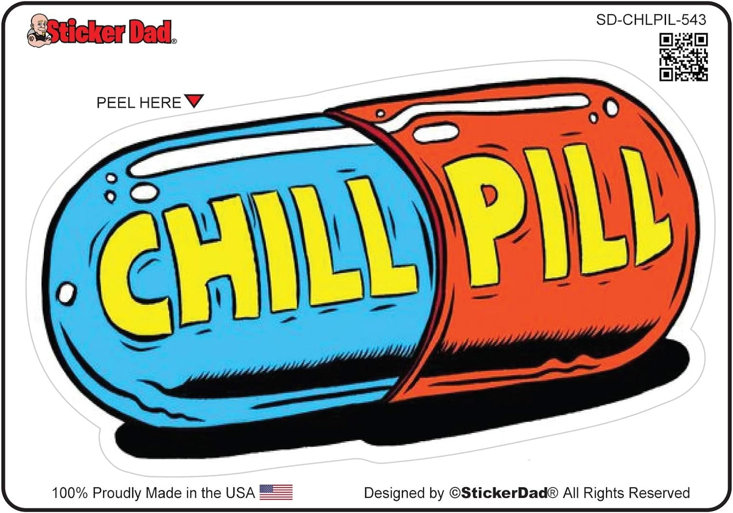 Two Pack Sticker 2 Pack - StickerDad® CHILL PILL 543 (CHLPIL-543) 5